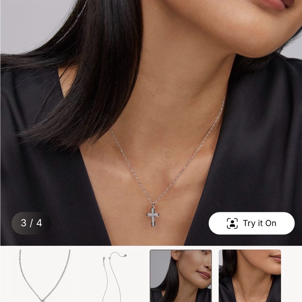 Sterling Silver Cross Pendant Necklace - Silver